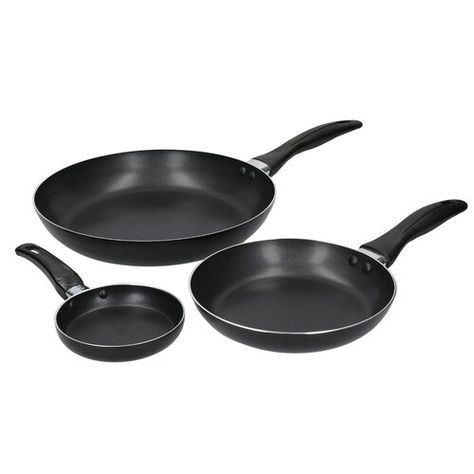 KitchenCraft One great-value set, three great frying pans from KitchenCraft. This non stick frying pan set makes the ideal starter pack for anyone moving into their first home or going to university, or a solid upgrade on a set that's seen better days.The set includes a 12cm small frying pan, a 20cm frying pan and a 28cm large frying pan - three of the most versatile sizes for daily cooking. So, whether it's frying breakfast bacon and eggs, sautéeing crunchy vegetables, or searing tender steak, Crunchy Vegetables, Breakfast Bacon, Fried Breakfast, Tender Steak, Fry Pan Set, Bacon Breakfast, Seared Steak, Bread Bin, Frying Pans