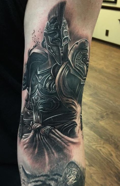 Spartan Warrior Tattoo Indian Skull Tattoos, Gladiator Tattoo, Mario Tattoo, Best Cover Up Tattoos, Zeus Tattoo, Helmet Tattoo, Spartan Tattoo, Knight Tattoo, King Tattoos