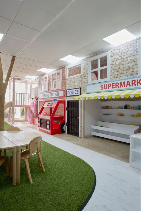 Playful Classroom, Small Bedroom Playroom, Role Play Playroom, Play Zone, Play Centre Ideas, Play Areas, Indoor Play Area Design, Montisorri Playroom Ideas Toddler, Children Play Area