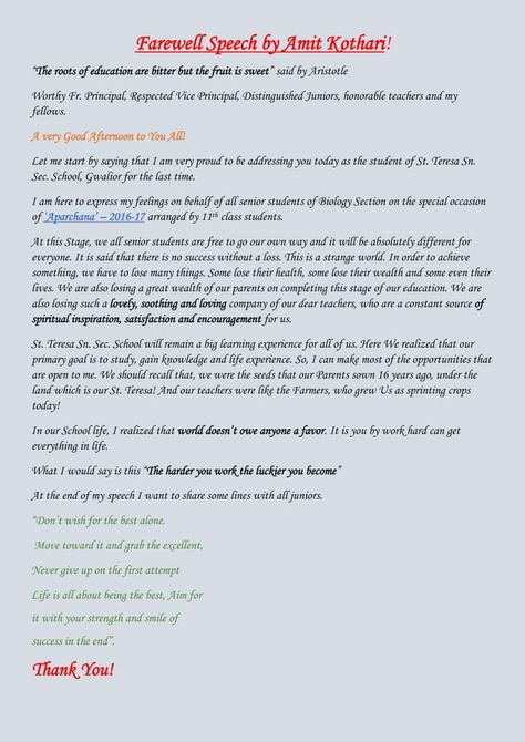 Farewell speech from the Senior to Junior Welcome Speech For Farewell, Farewell Speech By Student, School Farewell Speech, Farewell Speech For Seniors By Juniors, Funny Speech For Farewell, Farewell Speech For Teacher By Student, Farewell Speech For Seniors, Funny Farewell Speech, Emotional Farewell Speech