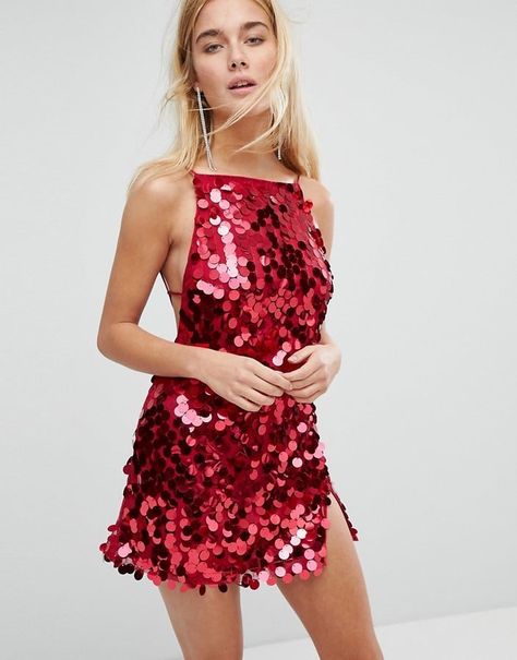 17 Sequin Dresses So Shiny Your Jaws Will Drop — All Under $100 Red Disco Dress, Red Sequin Dress Short, Disc Sequin Dress, Sequin Dress Outfit, Red Sequin Mini Dress, Taylor Concert, Red Party Dress, Red Sequin Dress, Bodycon Cocktail Dress