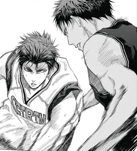 Kuroko no Basket Aomine And Kagami, Kagami Vs Aomine, Basketball Manga, Taiga Kagami, Basketball Kuroko, Kagami Kuroko, Aomine Kuroko, Aomine Daiki, Basket Drawing