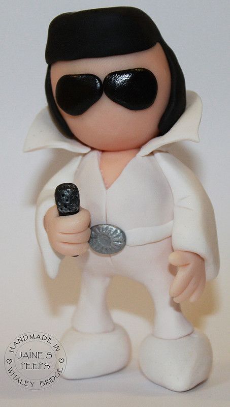 Sugarpaste Figures, Elvis Party, Elvis Cake, Elvis Cakes, Elvis Presley Cake, Peeps Cake, Fondant People, Doll Cake Topper, Polymer Clay Figures