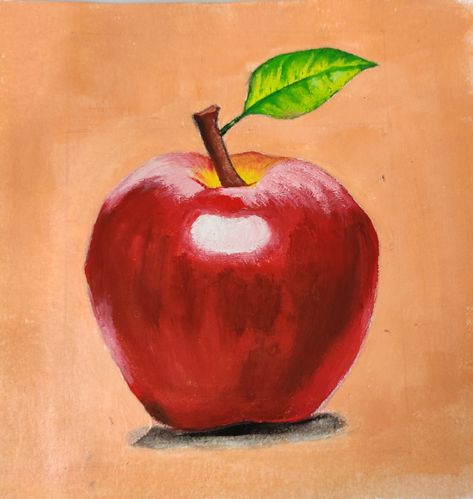 Apple drawing Apple Value Drawing, Apple Painting Easy, Apple Pastel Drawing, Drawing An Apple, Apple Drawing Reference, Apple Oil Pastel, Apple Artwork, Apple Sketch, Apple Drawing