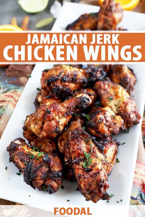 Chicken Wings And Rice, Wings And Rice, Jamaican Jerk Chicken Wings, Jamaican Jerk Chicken Recipe, Homemade Marinade, Jerk Recipe, Jamaican Chicken, Jerk Chicken Wings, Jerk Chicken Recipe