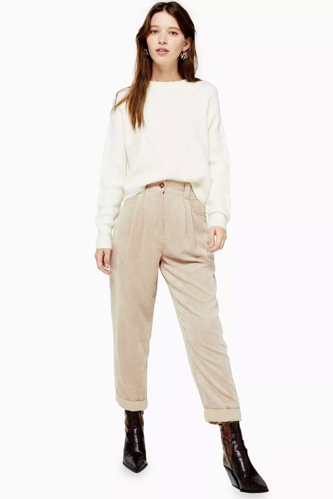 Topshop Stone Casual Corduroy Tapered Trousers Peg Trousers, Fall Pants, Corduroy Trousers, Pant Trends, Tapered Trousers, Leggings Casual, Fashion People, Topshop Outfit, Tapered Pants