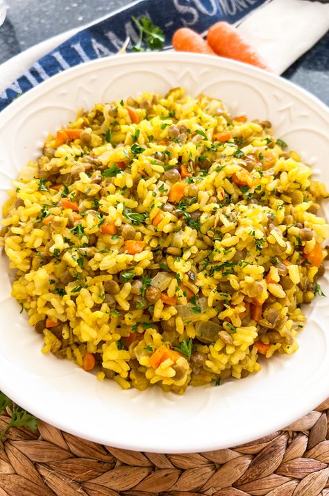 Red Lentil Rice Recipes, Green Lentils And Rice, Lentils And Broccoli, Mexican Lentils And Rice, Lentil And Rice Recipes Simple, Rice With Lentils Recipe, Red Lentil Side Dish, Lentils Rice Recipe, Red Lentils And Rice