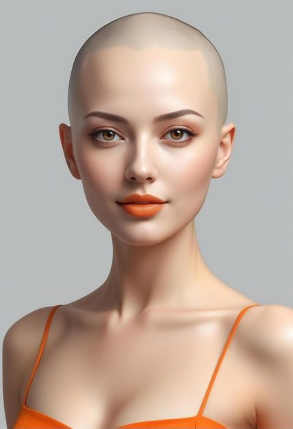 Head Proportions Reference, Vtuber Layers, Pubg Characters, Head Proportions, Zbrush Character, Anatomy Sculpture, Dark Art Photography, Bald Girl, Orange Swimsuit