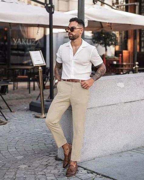 Men’s Linen Pants Outfit, Linen Pants Outfit Men, Tan Pants Men, Brown Shoes Men, Linen Pants Outfit, Yoga Beach, Mens Linen Pants, Pants Outfit Men, Cream Pants