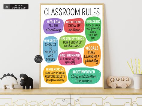 Classroom Policies, Class Participation, Poster Classroom, Rules Poster, Classroom Rules Poster, Personal Responsibility, Classroom Rules, Party Printable, School Items