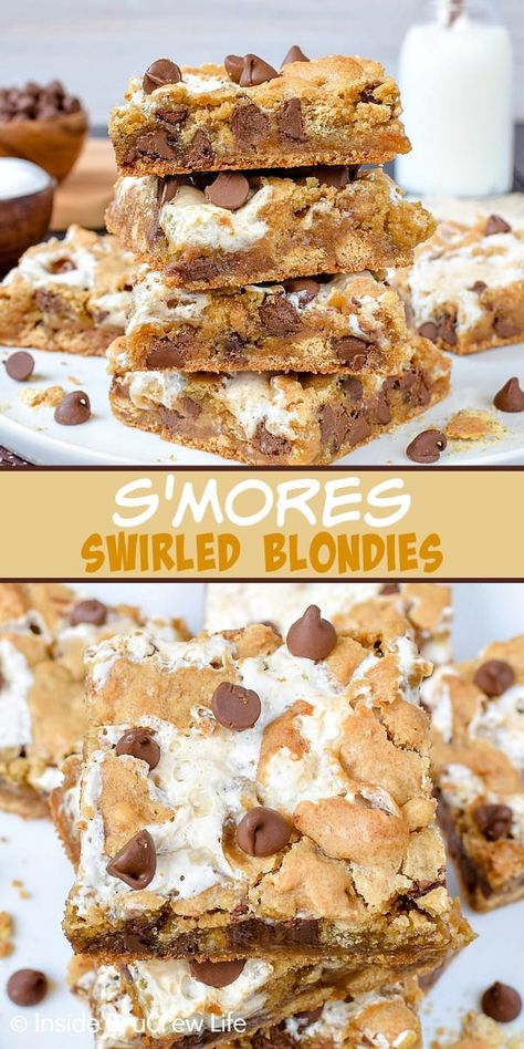 Smores Blondies, Smore Cake, Cookie Bars Easy, S Mores Bars, Marshmallow Chocolate, Blondies Recipe, Dessert Bar Recipe, Recipes With Marshmallows, Cookie Bar Recipes