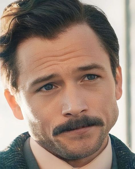 Chevron Moustache, 1970s Mustache, Ginger Moustache, 80s Moustache, Huge Mustache, Taron Edgerton, Guy Haircuts Long, Mustache Styles, Taron Egerton