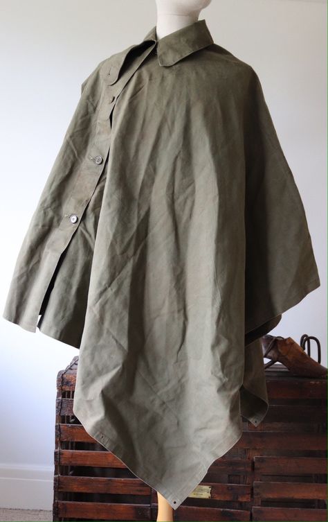 Military Poncho, Masculine Elegance, Vintage Menswear, Cape Designs, Vintage Cape, Rain Poncho, Clothing Details, Vintage Military, Cow Boy