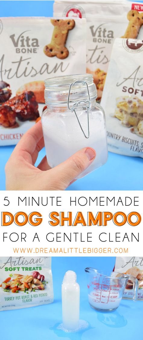 Do you have a dog with sensitive skin? Make your own DIY dog shampoo for pennies on the dollar made special for your pooch's needs! Dog Shampoo Recipe, Diy Dog Wash, Diy Dog Shampoo, Homemade Dog Shampoo, Puppy Shampoo, Dog Soap, Dogs Diy Projects, Turkey Pot, Shampoo Recipe