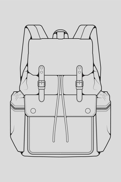 Open Backpack Drawing, Backpack Illustration Drawing, How To Draw A Backpack, Backpack Drawing Reference, Bag Drawing Sketch, Backpack Sketch, Backpack Design Concept, Backpack Illustration, Products Illustration