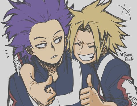 Hitoshi Shinsou and Kaminari Denki || Boku no Hero Academia Shinsou Hitoshi, Human Pikachu, Mha Ships, Pika Pika, Denki Kaminari, My Hero Academia Memes, Buko No Hero Academia, My Hero Academia Episodes, Hero Academia Characters