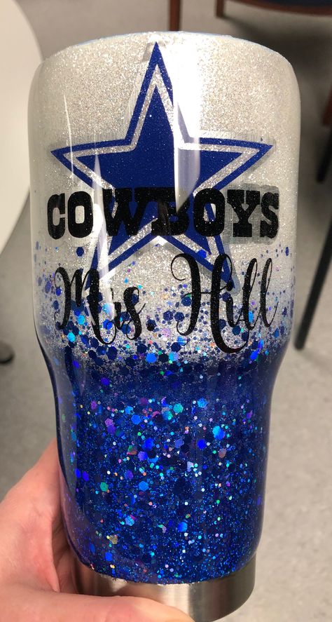 Glitter Cowboys Tumbler Dallas Cowboy Cup Ideas, Cowboy Tumbler Ideas, Dallas Cowboy Tumbler, Dallas Cowboys Custom Tumblers, Dallas Cowboys Tumbler Glitter, Cowboys Epoxy Tumbler, Dallas Cowboys Tumbler, Custom Cowboys Tumbler, Dallas Stars Epoxy Tumbler