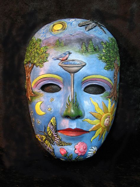 "If You Could See Through Her Eyes". Sculpted out of earthenware clay, and cold finished. Face Masks Art, Painted Masks Art, Painted Mask Ideas, Personality Mask Project Psychology, Face Mask Painting Ideas, Plaster Mask Ideas, Art Masks Ideas, Mask Painting Ideas, Masks Aesthetic