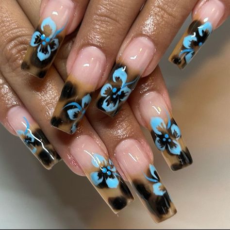 Gummy Worm Nails, Tropical Nails, Leopard Print Nails, Leopard Nails, Pretty Gel Nails, Really Cute Nails, Unique Acrylic Nails, Dream Nails, Healthy Nails