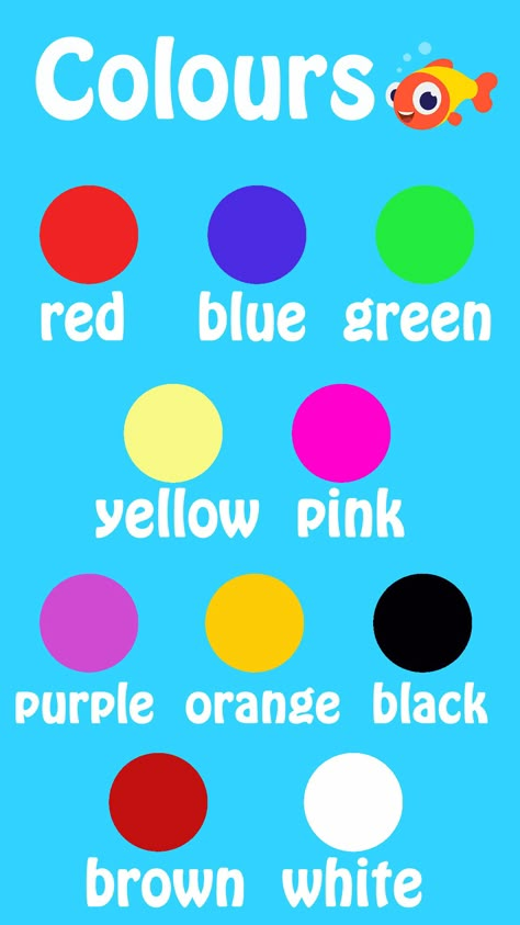 Colours for teaching English Colour Posters Kindergarten, Teaching Colours To Preschoolers, Teaching English To Kids Kindergartens, Colours For Preschool, Preschool Greetings, English For Kindergarten, Colours Name For Kids, English Colours, Learn English Kid