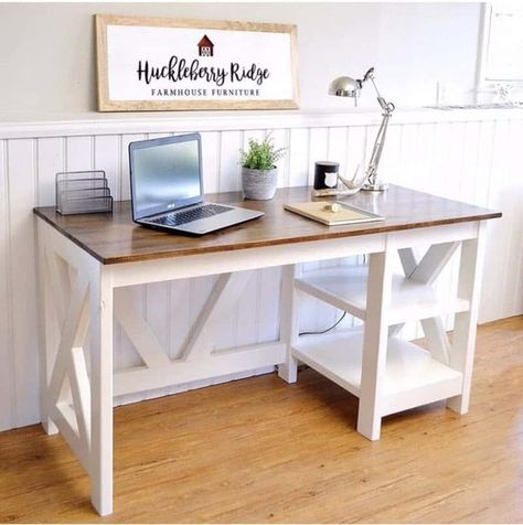 DIY Plywood Desk - 19 Simple Designs to Build - Joyful Derivatives Farmhouse Desk Plans, Farmhouse Furniture Plans, Diy Farmhouse Desk, Diy Bureau, Diy Office Desk, Table Palette, Plywood Desk, Diy Desk Plans, Farmhouse Desk