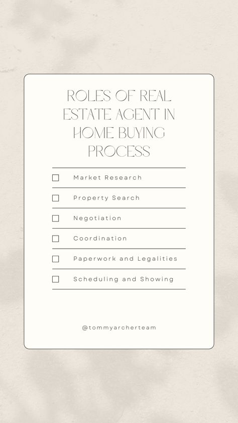 Looking to buy a home? 🏠 Discover the 6 essential roles of a real estate agent that make your journey smoother and more successful: 1️⃣ Market Research 📊 2️⃣ Property Search 🔍 3️⃣ Scheduling & Showing 🗓️ 4️⃣ Negotiation 💬 5️⃣ Paperwork & Legalities 📑 6️⃣ Coordination 🤝 Ready to start your home-buying adventure? Contact us today to see how we can help! 📞✨   #RealEstate #HomeBuying #TommyArcherTeam #ColdwellBankerRealty #DuluthMn #SuperiorWi Real Estate Agent Success, Real Estate Schedule, Real Estate Aesthetic, Real Estate Agent Aesthetic, Beginner Real Estate Agent, Real Estate Marketing Ideas, Real Estate Agent Branding, Real Estate Success, Luxury Real Estate Agent