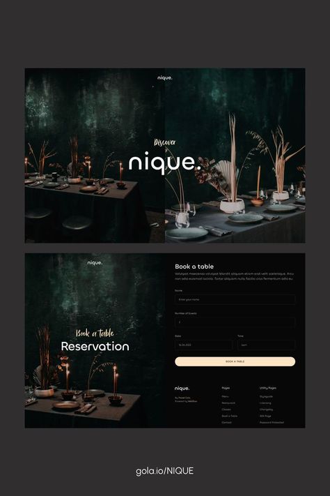 Web Design-Templates & Layouts Restaurant Poster Design Ideas, Elegant Presentation Design, Luxury Website Design Inspiration, Classy Website Design, Restaurant Website Design Inspiration, Dark Website Design, Elegant Web Design, Modern Website Design Inspiration, Catering Website