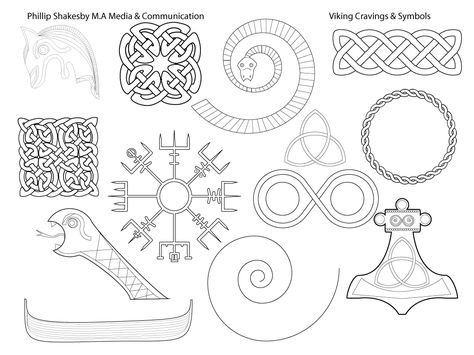 norse symbols | Viking Carvings, Symbols & Thematic Design | phillipshakesbymasters Nordic Paganism, Hail Odin, Viking Boats, Viking Ideas, Viking Embroidery, Norse Design, Viking Pattern, Symbole Viking, Viking Reenactment