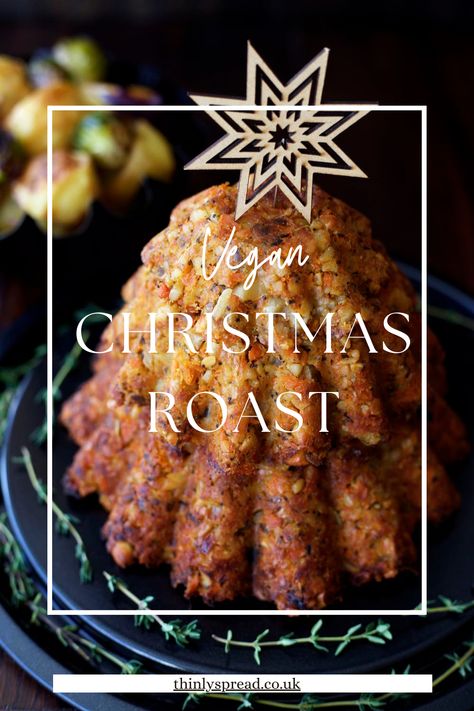 Carrot and cashew nut roast is presented in the shape of a Christmas tree with a wooden star on top. Cashew Vegan Recipes, Nut Roast Recipe Christmas, Nut Roast Recipe, Nut Roast, Vegan Christmas Main Dish, Nut Roast Recipe Vegan, Vegan Nut Roast Recipe, Vegan Thanksgiving Roast, Vegetarian Nut Roasts