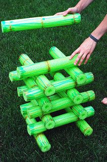 Bamboo Stacking Game | by wildolive Pool Noodle Games, Survivor Theme, Noodles Ideas, Survivor Games, Survivor Party, Art Centers, Jungle Decorations, Jungle Thema, Road Rally