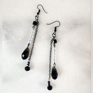 Handmade Gothic Dangle Drop Earrings Black Dangle Earrings, Gothic Earrings Diy, Chain Earrings Dangle Diy, Diy Goth Earrings, Gothic Beaded Jewelry, Alt Earrings Diy, Gothic Dangle Earrings For Festival, Emo Earrings, Goth Jewelry Diy