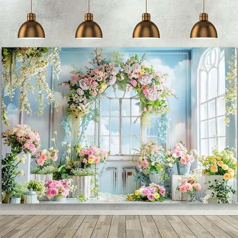 Multipurpose Polyester Floral Arch Door French Window - Temu Canada Flower Window, Artificial Hydrangeas, Studio Props, Floral Backdrop, Theme Color, Floral Arch, Studio Photo, Bridal Shower Party, Hydrangea Flower