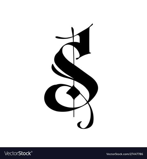 Black, Gothic Style, Letter S, Alphabet, Calligraphy, Flag, Black And White, White