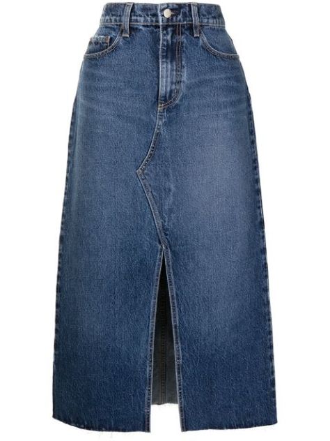 Designer Denim Skirts 2019 - Luxury Labels - Farfetch Canada How To Style A Denim Skirt, Simpul Dasi, Fitted Denim Skirt, Flared Denim Skirt, Denim Skirt Fashion, High Waisted Denim Skirt, Denim Skirt Outfits, Long Denim Skirt, Denim Skirt Women