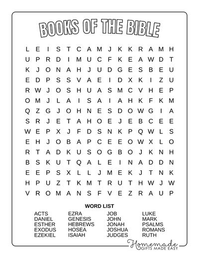 Bible Word Search Books Medium Christian Word Search Printables, Bible Word Searches Free Printable, Bible Activities For Kids Printables, Creation Word Search, Bible Word Search Free Printable, Bible Crossword Puzzles Free Printable, Books Of The Bible Printable Free, Christian Worksheets, Sunday School Activity Sheets