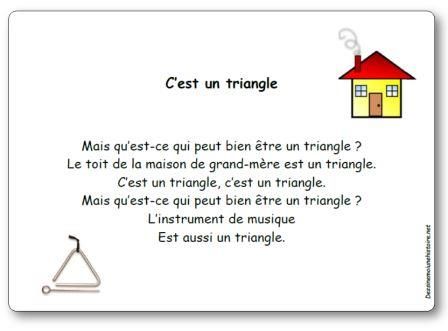 Paroles de la Comptine C’est un triangle : Mais qu’est-ce qui peut bien être un triangle ? Le toit de la maison de grand-mère est un... comptine triangle Preschool Kindergarten, Kids Activities, Written By, Activities For Kids, Preschool, Pre School