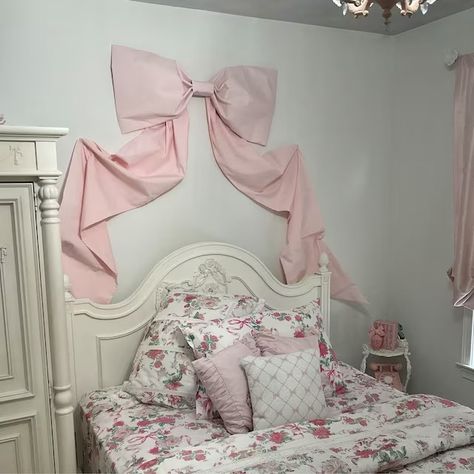 Large Wall Bow - Etsy Bow Bedroom Ideas, Bow Bedroom, Pink Bow Bedroom Ideas, Bow Pillow Diy, Pink Bow Room Aesthetic, Diy Room Decor For Teens, Picture Hook, Above Bed, Diy Room Decor