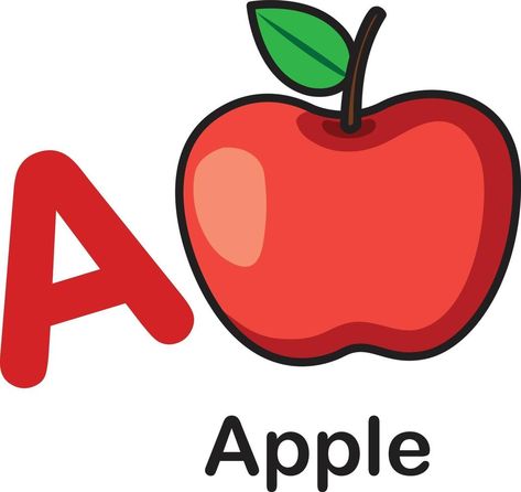 Alphabet Letter A-Apple vector illustration Letter A Clipart, A For Apple, A Is For Apple, Apple Images, Apple Vector, Apple Background, Alphabet Pictures, Alphabet A, Jolly Phonics