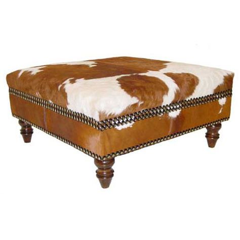 Cowhide Decor, Cowhide Furniture, Cowhide Ottoman, Large Ottoman, Square Ottoman, Wagon Wheel, Cow Hide, Ottoman Bench, Accent Furniture