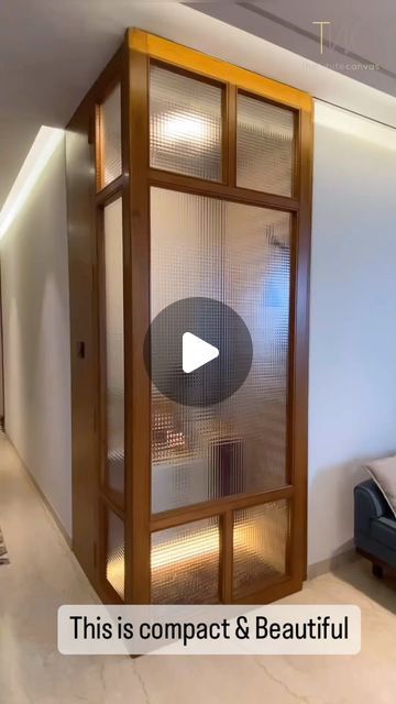 Simple Pooja Room Ideas, Pooja Room Partition Design, God Room Designs, Pooja Room Glass Door Designs, Fluted Glass Partition, Puja Room Design Indian, Partition Between Living And Dining, Pooja Room Ideas, Pooja Room Ideas Indian