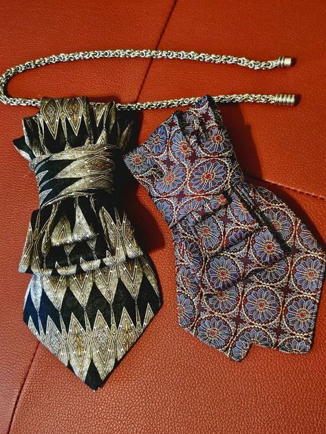 Necktie Upcycle, Diy Necktie, Necktie Projects, Diy Necktie Projects, Necktie Necklace, Masculine And Feminine Energy, Diy Winter Wedding, Necktie Crafts, Upcycled Jeans