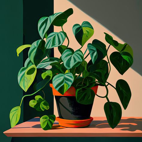 "This digital art print features an abstract painting of pothos plant in a black pot. Whether you favor traditional, modern, boho, minimalist decor style, this bold, minimal artwork is perfect for in your dining room, your bedroom, an office, your living room, or in any special spot in your home. Once you purchase this art, you will be directed to a link where you can instantly download the files to print. You will receive a 300dpi jpg that can be printed at any square size up to 36\" x 36\".  You can print this art at Mpix.com, VivyxPrinting.com, ArtisanHD.com, ArtifactUprising.com, PrintKeg.com or your local independent print shop. You can also print the files at home using a heavyweight matte photo paper or card stock.  Please note: *This digital image is for personal use only *The purc Modern Boho Minimalist, Minimal Artwork, Monochromatic Art, Nature Art Drawings, Pothos Plant, Artwork Abstract, Botanical Art Prints, Botanical Artwork, Art Minimaliste