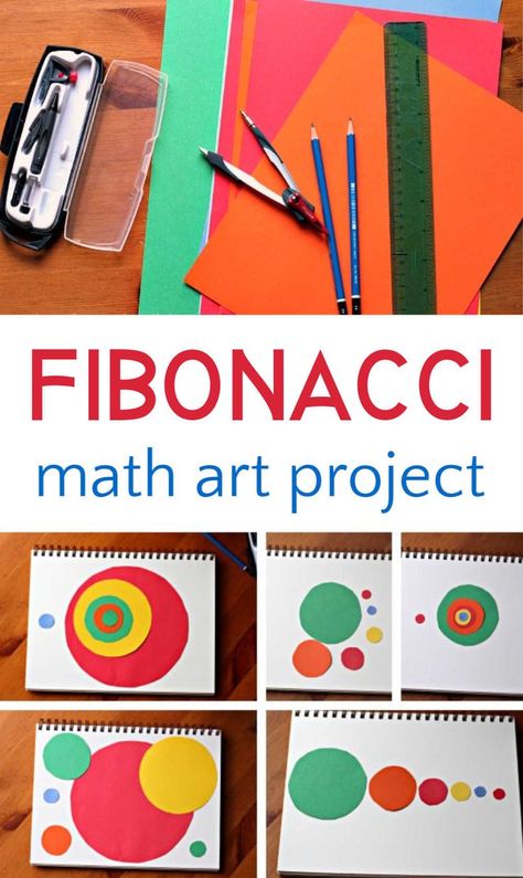 Math Art Lessons Elementary, Fibonacci Math Art, Integrating Art Into Math, Math Art Projects Upper Elementary, Math In Art Projects, Maths And Art, Math And Art Integration, 6th Grade Math Projects, Maths Art Integrated Project Ideas