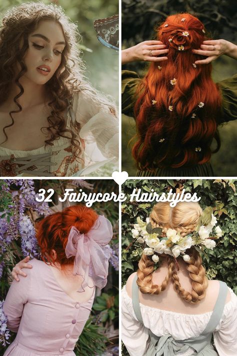 32 Fairycore Hairstyles for Ethereal Beauty: Mystical Mane 33 Enchanted Fairy Hairstyles, Dark Fairycore Hairstyles, Forest Witch Hairstyles, Fairy Buns Hair, Ren Faire Hairstyles Curly Hair, Fae Aesthetic Hairstyles, Witchy Curly Hair, Dark Fairy Hairstyles, Fairy Hairstyles Shoulder Length