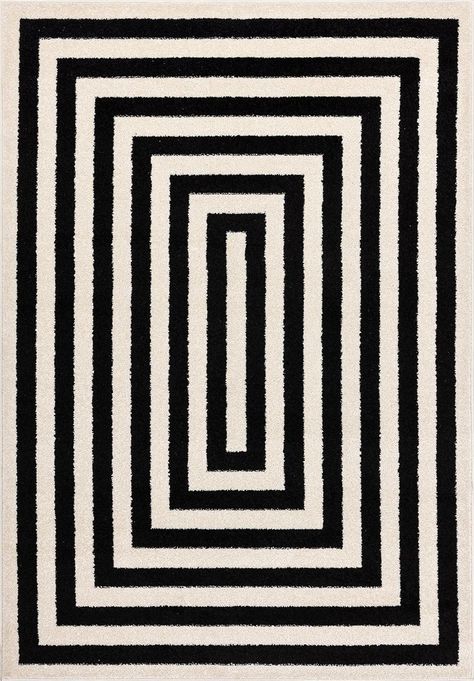 Amazon.com: Abani Contemporary Black & Ivory 7'9" x 10'2" Area Rug, Contrasting Geometric Modern Stripe Symmetrical Living Room Carpet Rugs : Home & Kitchen Foyer Rugs Entryway, Symmetrical Living Room, Black And Cream Living Room, Foyer Rugs, Black And White Dining Room, Zebra Rug, Cream Living Rooms, Large Living Room Rugs, Black And White Living Room