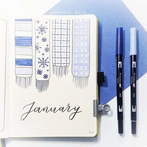 Get creative this 2020!  It's time to create your gorgeous January bullet journal spreads! Choose from 20 cover page designs that are perfect for your 2020 journal. Be inspired by different layouts, ideas, themes and doodles for your 2020 spreads. You will surely find your favorite January cover page in this guide. #JanuaryBulletJournal #2020Journal(c)emilys_bujo Bujo Themes January, Bujo January Theme, January Bujo Cover, Bullet Journal January Cover, January Bullet Journal Theme, Cover Page Designs, Bujo January, January Cover Page, January Bujo