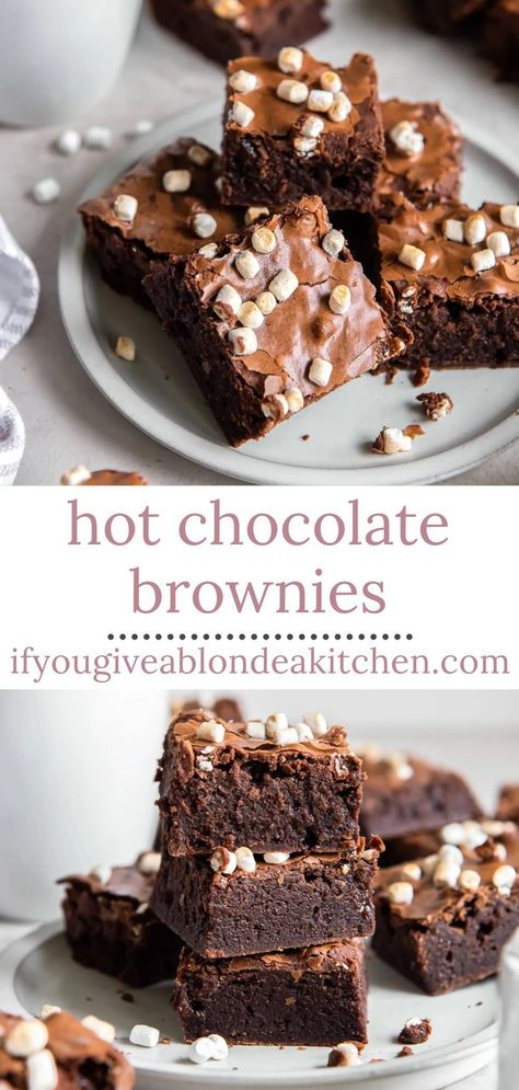 Crazy Brownie Recipes, Winter Time Desserts, Christmas Chocolate Brownies, December Dessert Ideas, Snow Day Baking, Brownie Recipes Christmas, Winter Flavors Desserts, Christmas Brownies Recipe, Easy Christmas Brownies