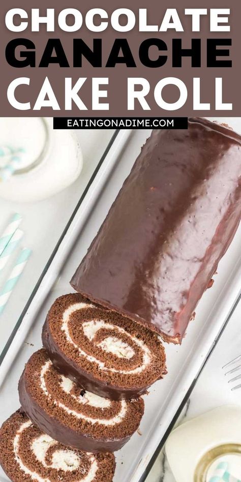 Swiss Cake Roll Recipe, Chocolate Swiss Roll Cake, Swiss Roll Cake Recipe, Swiss Cake Roll, Roll Cake Recipe, Swiss Cake, Chocolate Swiss Roll, Chocolate Roll Cake, Chocolate Ganache Cake