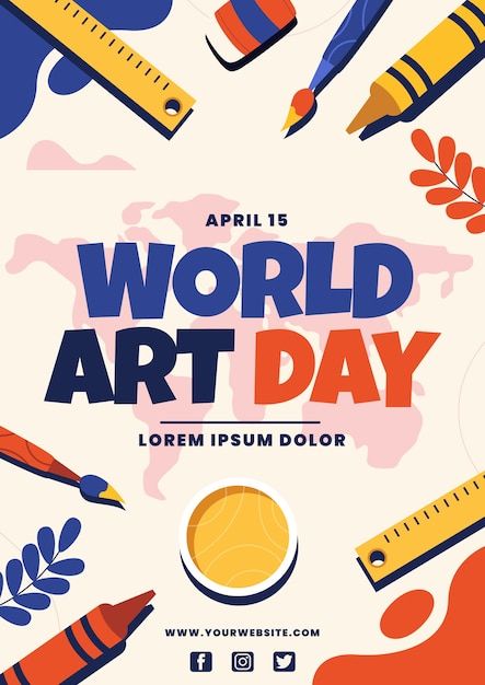 Graphic Design School Poster, World Art Day Poster, World Graphics Day, School Event Poster, School Graphic Design, Class Poster Design, Art Class Posters, World Art Day, Kids Graphic Design