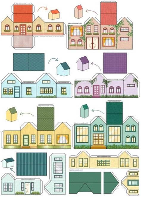 PAPERMAU: An Easy-To-Build Little House Papercraft For Kids - by Semesta Ibu Paper Toys Template House, Printable Buildings Templates, Mini Paper Houses Free Printable, House Model For School Project, Paper House Template Printables Free, Paper Buildings Free Printable, 3d House Printable, 3d Paper Houses Free Printable, Papercraft House